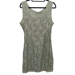 Scala Couture  Vintage 80s Beaded Seafoam Green Cocktail Dress Sz XXL
